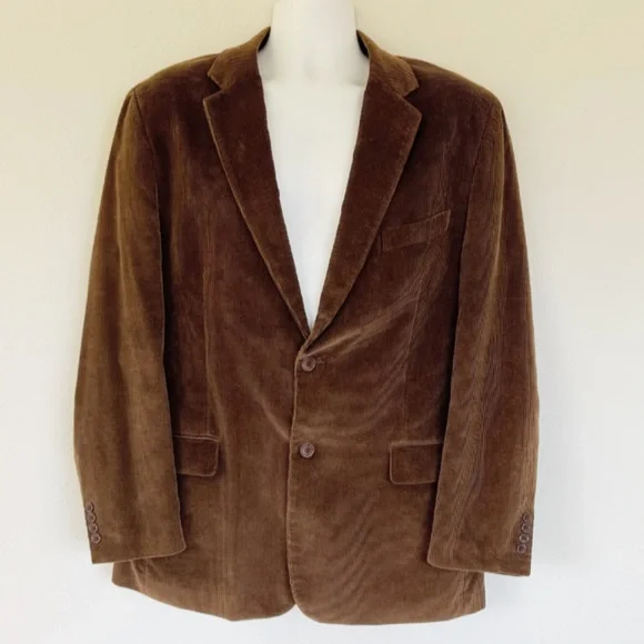 Saddlebred men’s dark brown corduroy double button blazer jacket size 44R